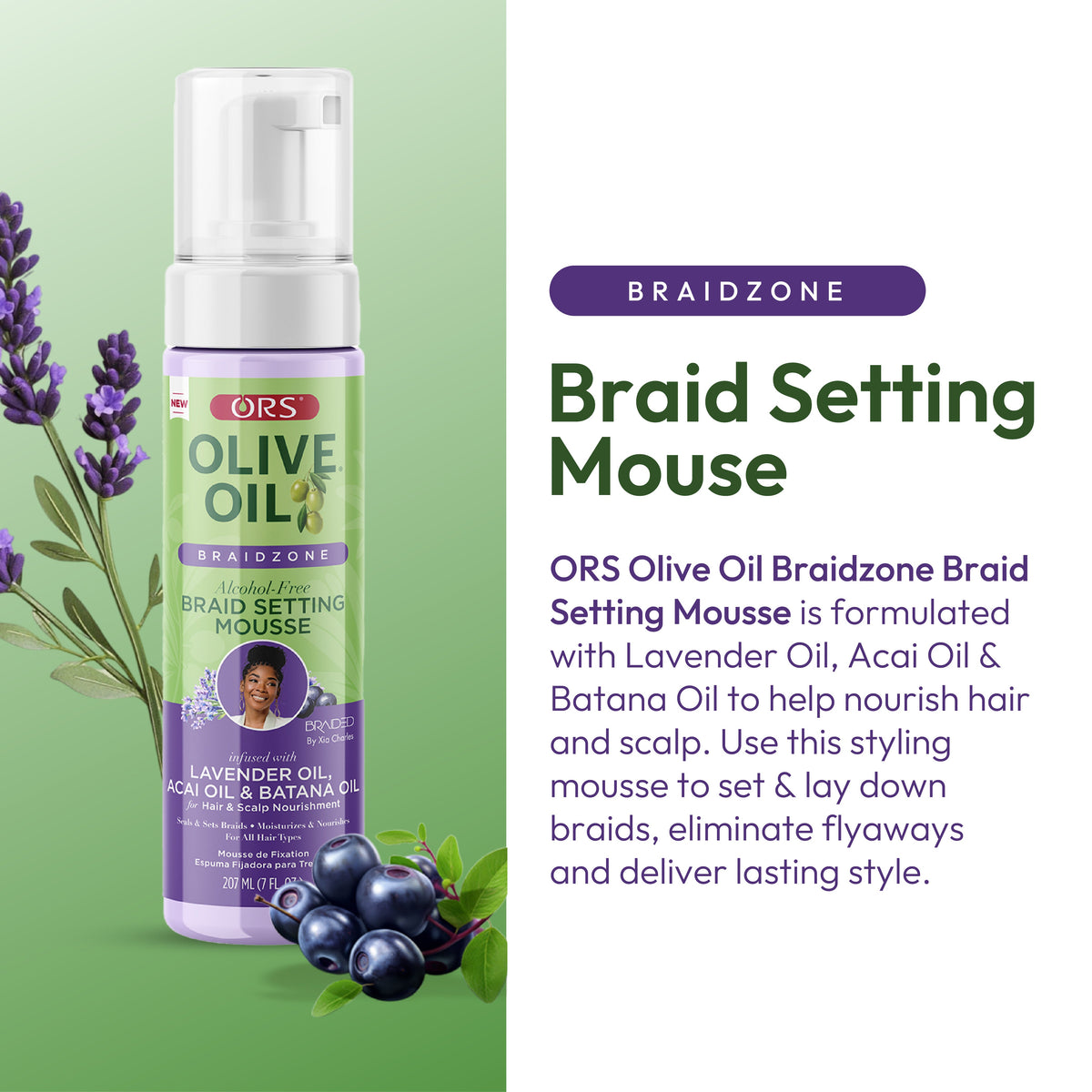 ORS Olive Oil Braidzone mousse de fixation vue produit