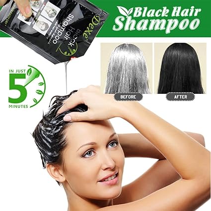 Shampooing Colorant Instantané pour Cheveux Noirs – 3 en 1 Nettoie, Colore et Nourrit