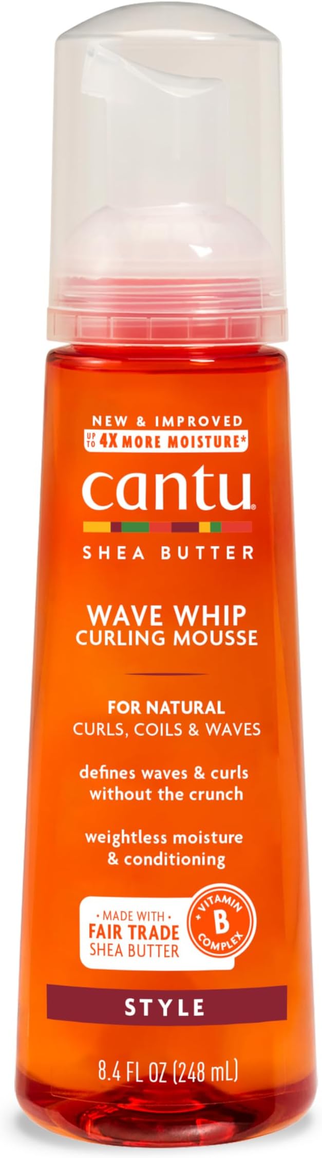 Cantu Wave Whip Styling Mousse with Shea Butter for Natural Hair, 250 ml