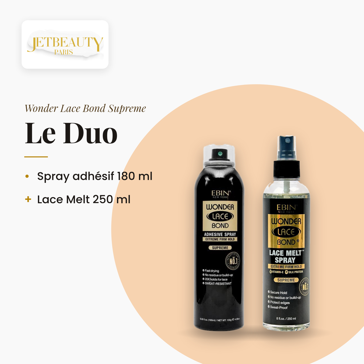 Kit Pose Lace EBIN – Spray Adhésif, Lace Melt et Colle Wonder Lace Bond