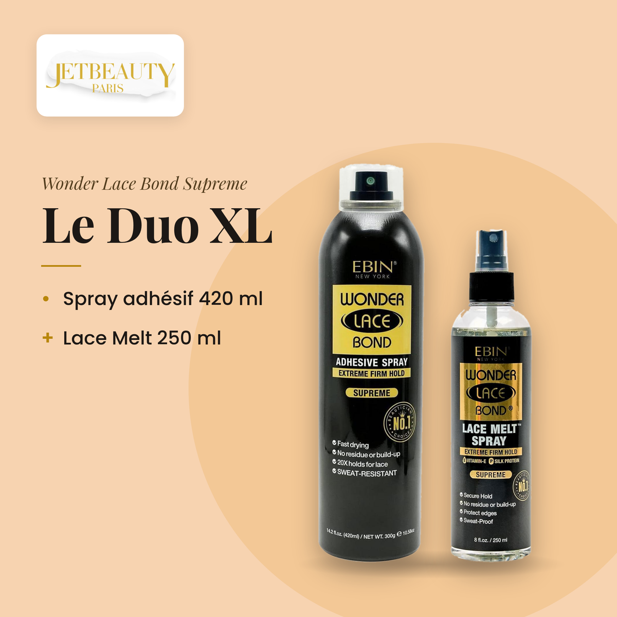Kit Pose Lace EBIN – Spray Adhésif, Lace Melt et Colle Wonder Lace Bond
