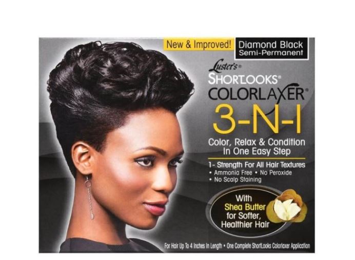 Luster’s Pink Défrisant Colorant NOIR 3 in 1 Diamond Black | Kit Defrisant colour Noir