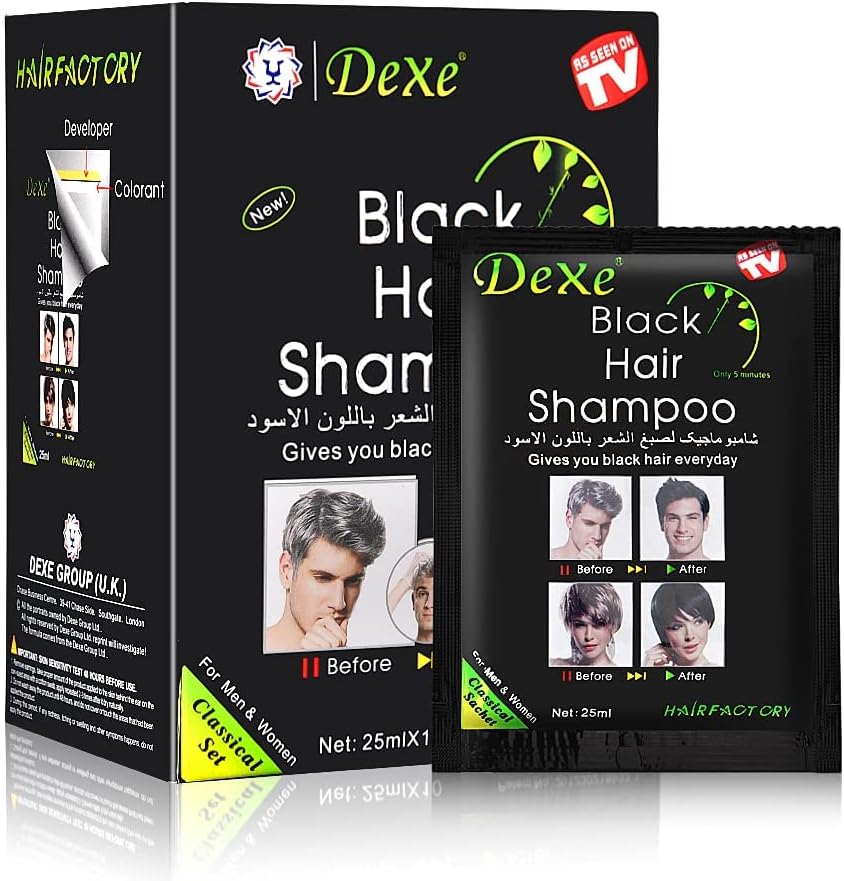 Shampooing Colorant Instantané pour Cheveux Noirs – 3 en 1 Nettoie, Colore et Nourrit