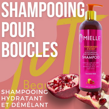 Shampooing Mielle Grenade et Miel - Nettoyage doux et hydratation intense pour tous types de cheveux 12oz