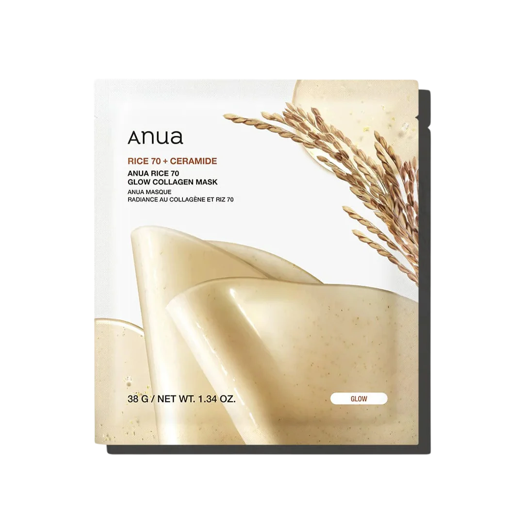 Anua, Rice 70 Glow, Masque facial, 28 pcs