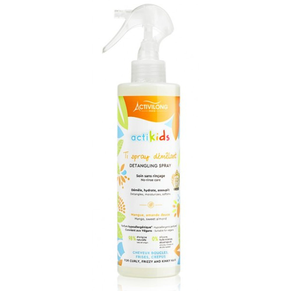 Ti Spray démêlant MANGUE & AMANDE DOUCE pour enfants, Idéal pour les cheveux bouclés, crépus et frisés A partir de 3 ans ACTIVILONG